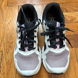 On Running Women's Athletic Shoes in Black, White, and Pink